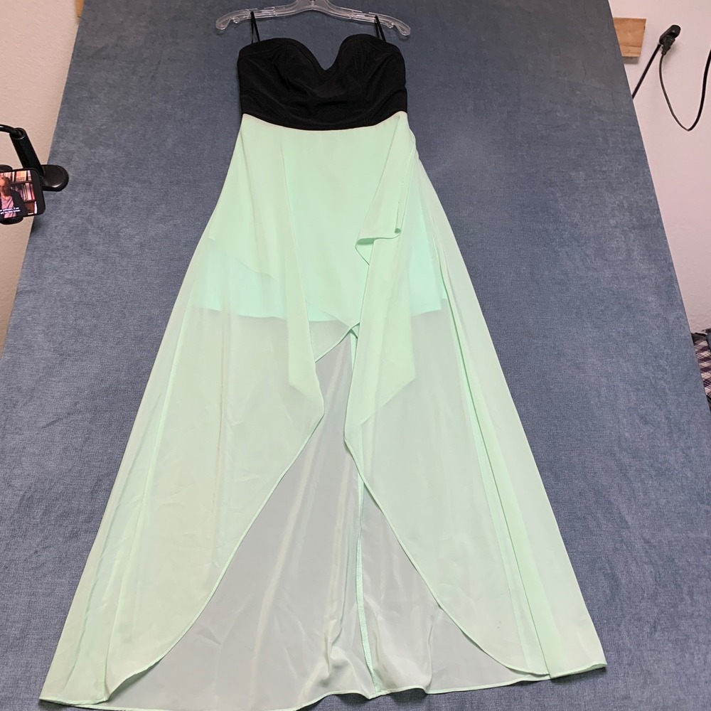 Pompous Girly A-Line Dress Women's Blue Strapless Sweetheart High-Low Georgette